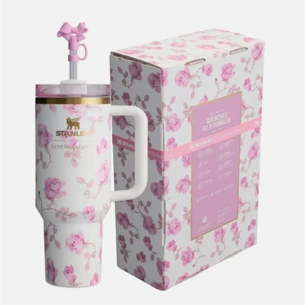 Stanley Love Shack Fancy Ribbon Rosa 40 oz Tumbler Quencher NWT